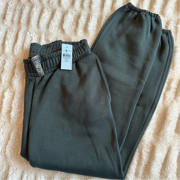 Lou & Grey NEW Fleece Joggers Pants Moss Green SOFT Pockets Womens Sz XXS Petite - Picture 1 of 6